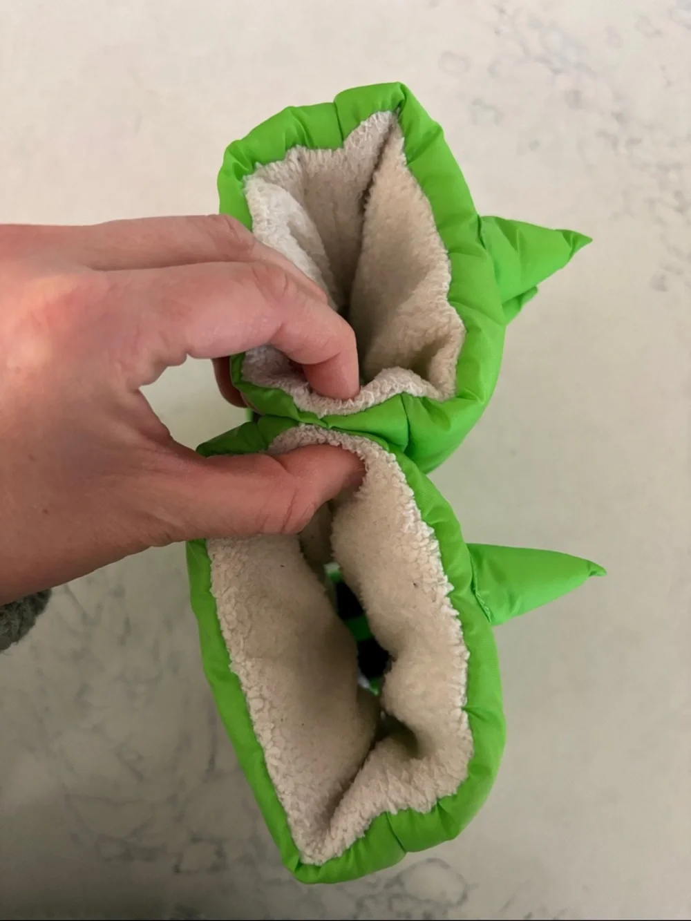 Bright Green Puffer Mittens for Kids Scooter handle bars